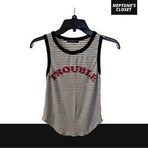 RECYCLED KARMA Trouble Stripped Crop top Tank Top Black and White Tight Fit